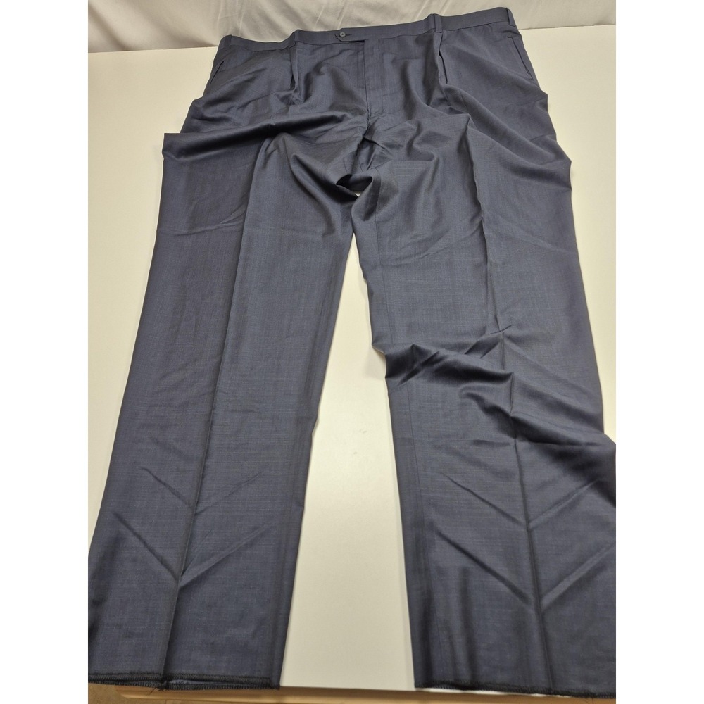 Tallia Dress Pants Mens 54x36 Blue Wool Flat Front Classic Unhemmed NWT